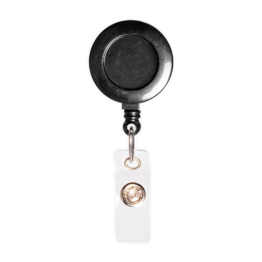 ID Badge Reel with ID Card Strap, Belt Clip, Black