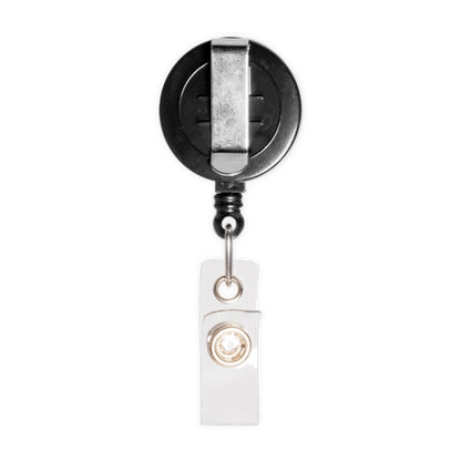 ID Badge Reel with ID Card Strap, Belt Clip, Black