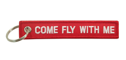 "Come fly with me" Embroidered Key Tag