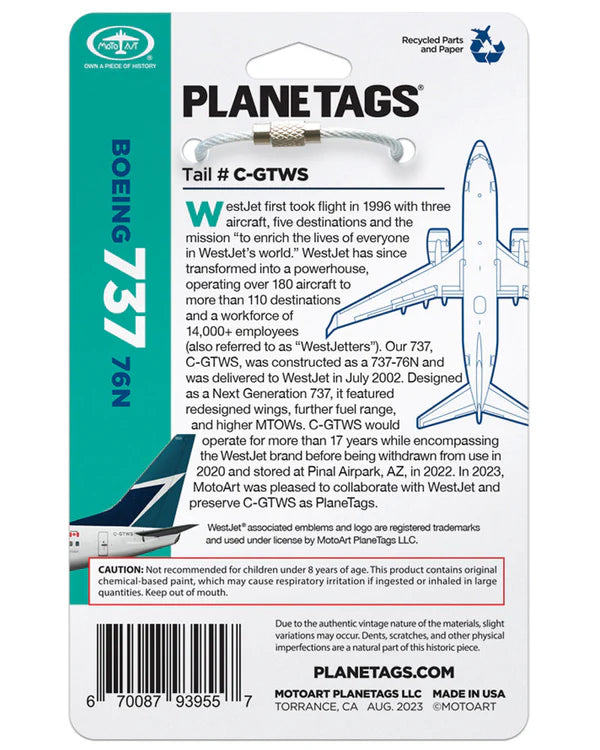 Plane Tag - WestJet® 737 C-GTWS