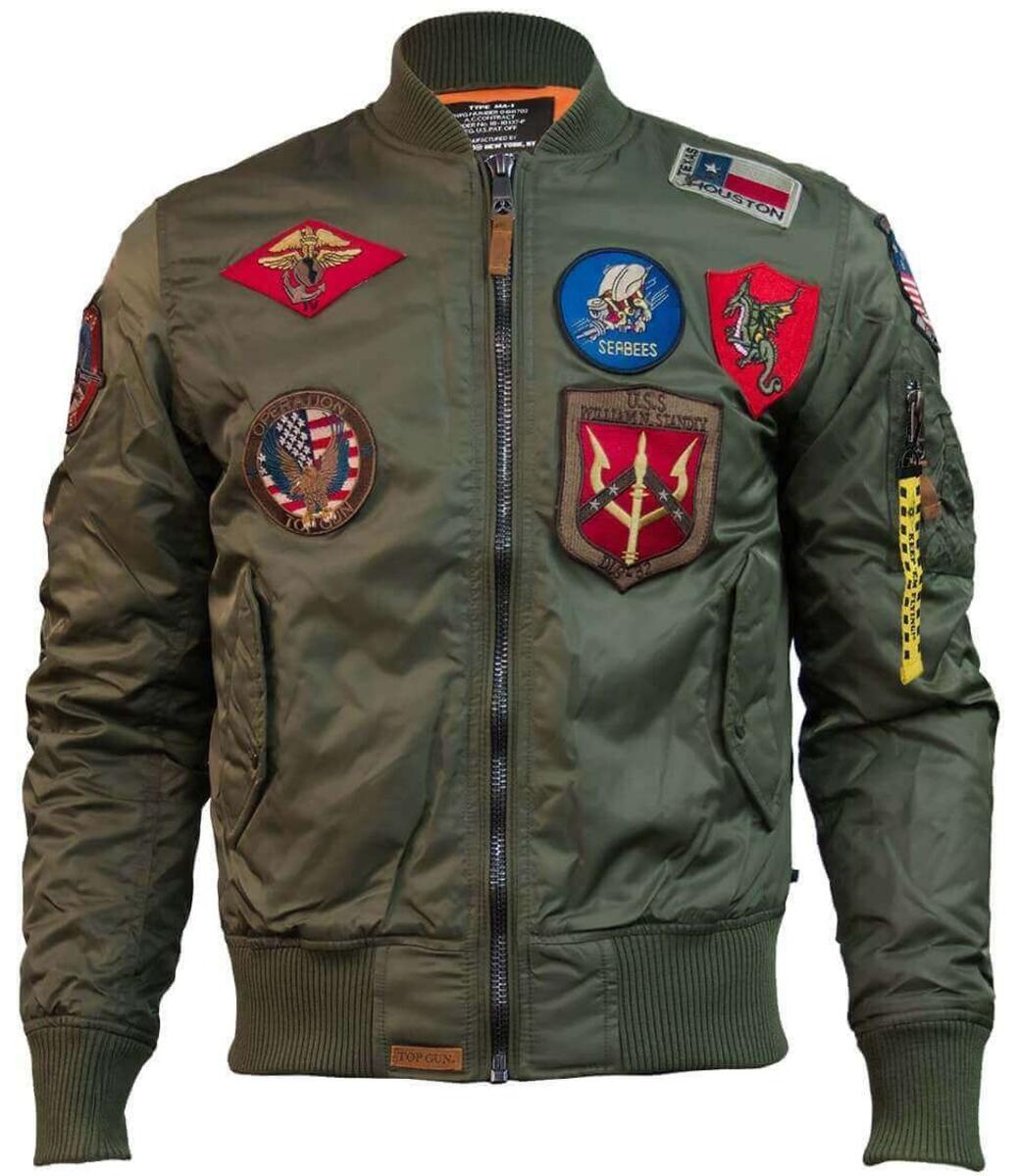 TOP GUN® MA-1 Nylon Bomber Jacket with Patches