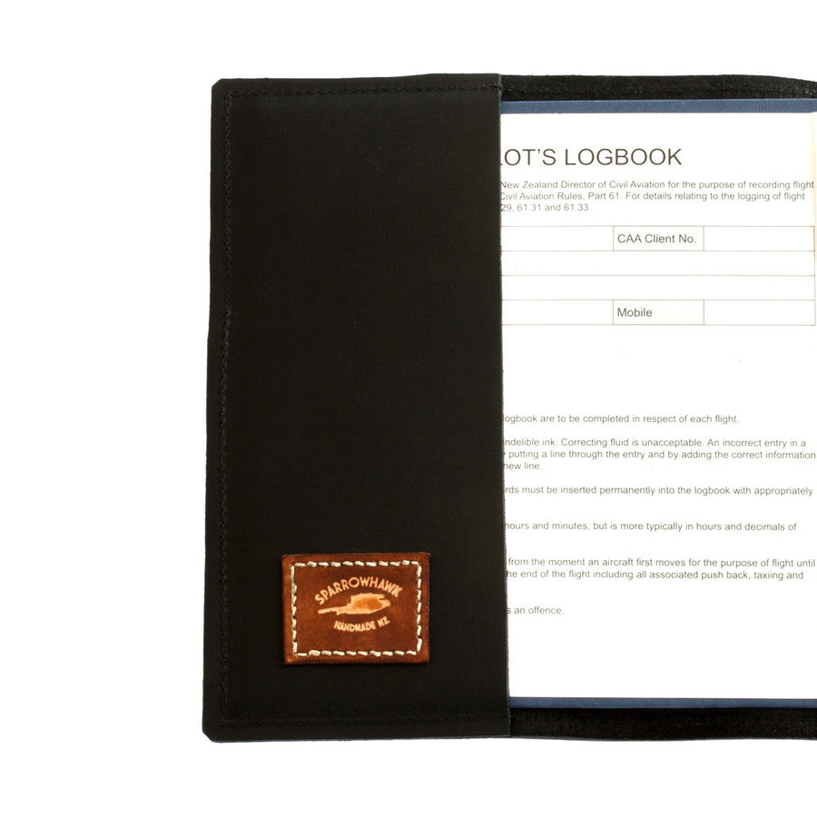 Sparrowhawk Pilot's Logbook Cover - Black Aniline Leather-Sparrowhawk-Downunder Pilot Shop Australia