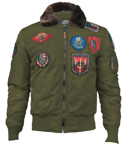 TOP GUN® Official B-15 Men's Flight Bomber Jacket with Patches