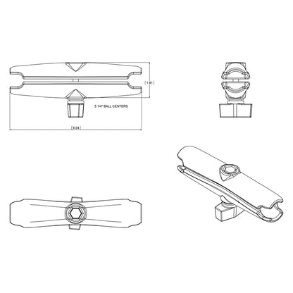 RAM Long Length Double Socket Arm-RAM Mount-Downunder Pilot Shop Australia