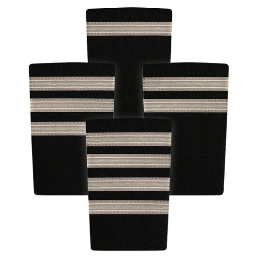 Epaulettes - Silver Bars on Black