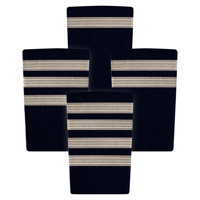 Epaulettes - Silver Bars on Navy