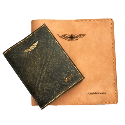 Sparrowhawk Australian CASA Logbook Licence Folder Cover Combo - Nubuck and Hand Finished Leather