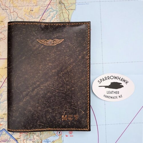 Sparrowhawk Australian CASA Logbook Licence Folder Cover Combo - Nubuck and Hand Finished Leather