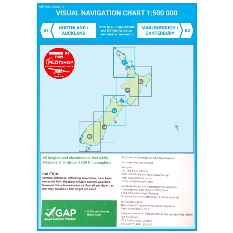 B1/B2 VNC Northland/ Auckland/ Marlborough/ Canterbury - (1:500,000) – 2 Dec 2021