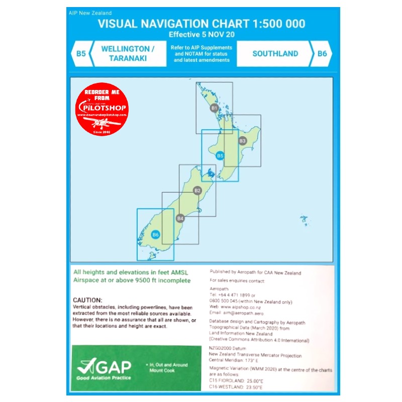 B5/B6 VNC Wellington/Taranaki/Southland - (1:500,000) – 2 Dec 2021