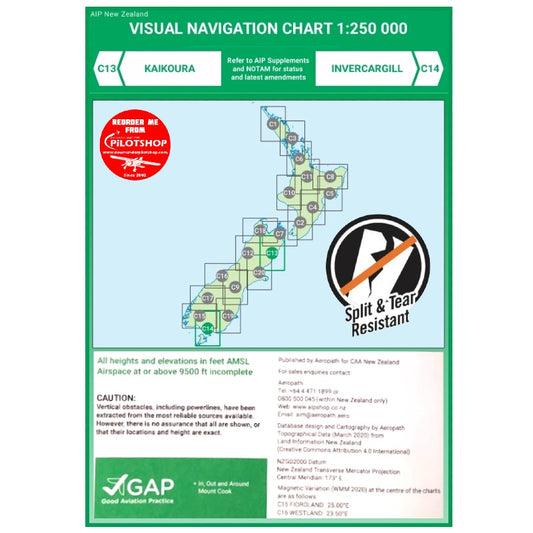 C13/C14 VNC Kaikoura/Invercargill - (1:250,000) – 2 Dec 2021 (Synthetic Paper)