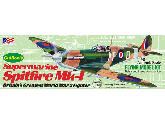 Guillows Spitfire MK-1 Rubber-Powered Balsa Model Kit-Guillows-Downunder Pilot Shop Australia