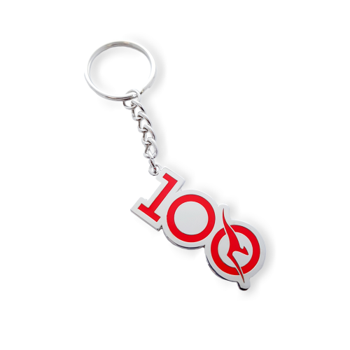 Qantas 100 Years Silver Logo Keychain-Qantas-QANTAS100LOGOKEYCHAIN-Downunder Pilot Shop Australia