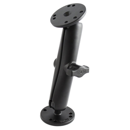 RAM 1" Ball Mount with Long Double Socket Arm & 2/2.5" Round Bases that contain the AMPs hole pattern