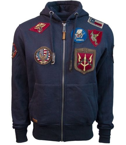 TOP GUN®Men's Zip Up Hoodie - With Patches