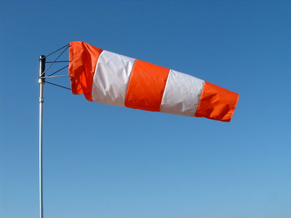 Quality Airport Windsock - Orange/White Striped